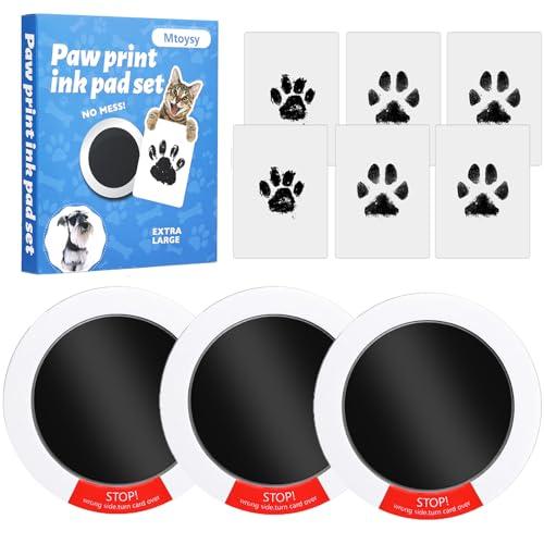 Mtoysy Set Impronte Bimbi, Kit Impronta Cane e Gatto, Timbro per Zampa Cane non Tossici Sicuri, Kit Impronte Neonato, Ricordo Della Famiglia Regalo (3PCS Black)