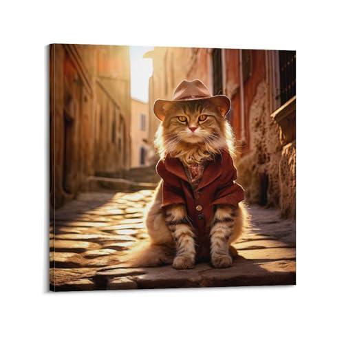 XFUHB Poster su tela, motivo: animali, stile cartone animato, stampa moderna, poster decorativo per camera da letto, per camera da letto, 60 x 60 cm