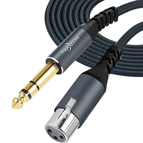 Twozoh Cavo XLR Femmina a 6,35 mm TRS 0,3M, Intrecciato Jack stereo da 6,35 mm bilanciato 3 pin XLR Microfono Cavo (Professionale/Hifi)
