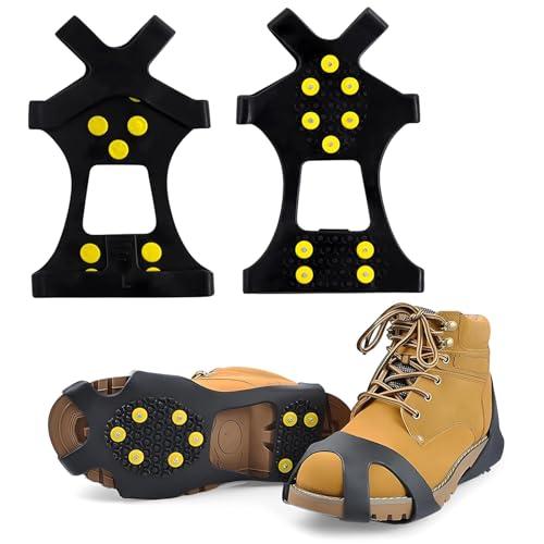 Ice Tacchetti, Ramponi per Scarponi, Tacchetti da Ghiaccio per Scarpe e Stivali, con 10 Punte per Denti in Acciaio Inossidabile, per Scarpe e Stivali per Camminare Trekking Arrampicata (S)