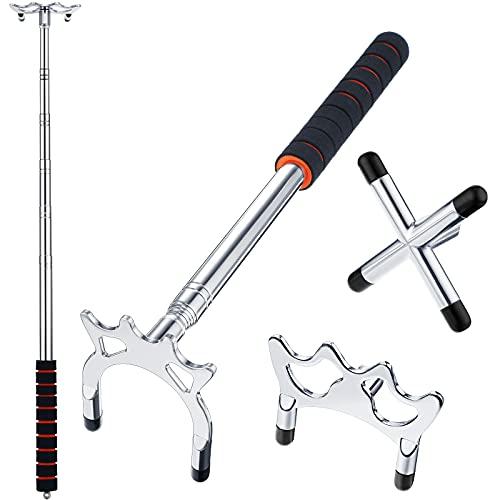 Skylety Bastone da Biliardo per Stecca da Biliardo e Snooker Accessori per Tavoli da Biliardo Ponte per Stecca da Biliardo Retrattile con 3 Teste a Ponte in Ottone Rimovibile Accessorio (Argento)