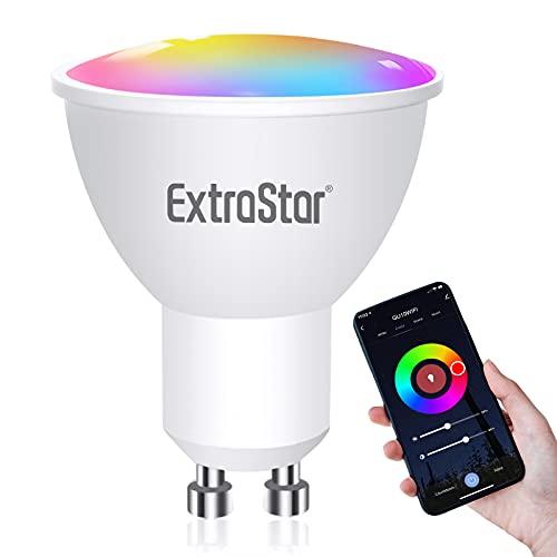 EXTRASTAR Alexa Lampadina LED GU10 Intelligente RGBW, 6W (=48W), Luce Dimmerabile RGB + Bianco Caldo, Smart Lampadine WiFi Compatibile con Alexa e Google Home, Nessun Hub Richiesto