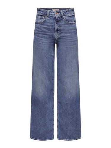 ONLY ONLMADISON Blush HW Wide DNM CRO372 Noos, Medium Blue Denim, L / 32L Donna