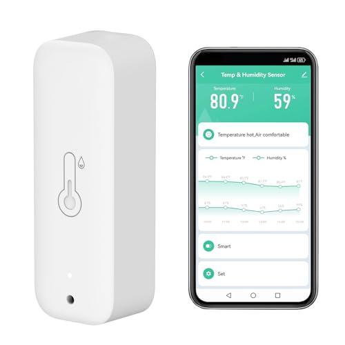Termometro Hygrometro WiFi, smart di Temperatura e umidità con monitoraggio tramite app remota,sensore di temperatura e umidità interno con esportazione di dati di archiviazione,compatibile Alexa