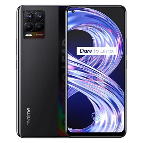 realme 8 Smartphone, Quad camera da 64 MP con AI, Display Super AMOLED da 6.4”, Ricarica rapida da 30W, Grande batteria da 5.000mAh, Dual Sim, NFC, 4+64GB, Cyber Black