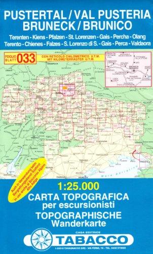 Tabacco Wandern 1 : 25 000 Pustertal - Bruneck [Lingua inglese]: 033