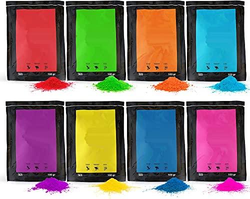 ANFEL POLVERE COLORATA HOLI - Polveri Holi pacco 800g - 8 sacchetti da 100 grammi - 8 Colori