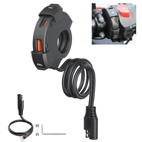 Thlevel Presa USB Moto 18W QC 3.0 30W PD Type-C Caricabatterie Auto Ricarica Rapida con IP65 Copertura Impermeabile 10A Fusibile per 12V 24V Marine Motorcycle Camper
