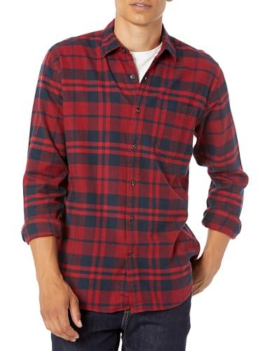 Amazon Essentials Camicia in Flanella a Maniche Lunghe (Disponibile in Taglie Extra Forti) Uomo, Rosso Motivo Scozzese, M
