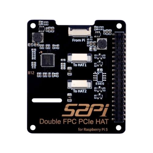 GeeekPi Dual FPC PCIe Hat for Raspberry Pi 5, B12 Hat 1 to 2 PCIe Interface with 40Pin GPIO Pin Header for Raspberry Pi 5, FPC Ribbon Cavi Included