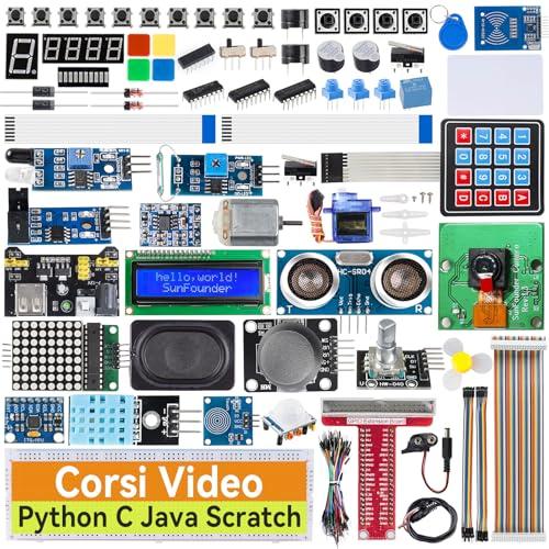 SunFounder Raspberry Pi Ultimate Starter Kit per Raspberry Pi 4B 3B+ 400, Java Python C Scratch Node.js, Tutorial dettagliati in linea, 161 progetti, 337 articoli (Modulo fotocamera, Altoparlante)