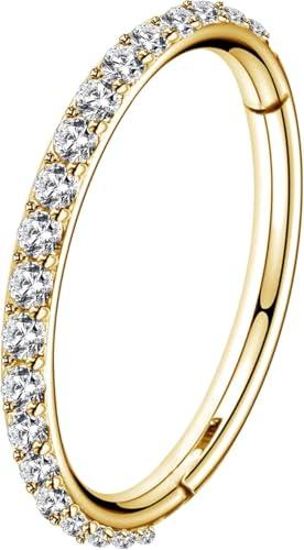 OUFER 18G Naso Anello Cerchio Hoop Nose Ring Nostril Helix Piercing Acciaio Inossidabile 316L CZ Daith Trago Oro Orecchino Cartilage Septum Clicker Gioielli 8 mm