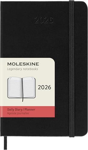 Moleskine Daily Planner, Agenda Giornaliera 2026 12 Mesi, Con Copertina Rigida e Chiusura Elastica, Formato Pocket 9 x 14 cm, Colore Nero