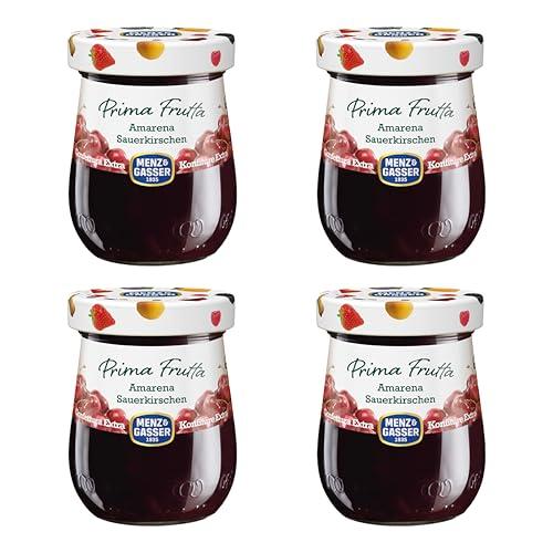 Menz&Gasser, Confettura Extra di Amarena Prima Frutta, con 50% di Frutta, Realizzata con Frutti di Alta Qualità IQF, Lavorata in Trentino-Südtirol, Naturalmente Senza Glutine, Vegan, 4x340 g