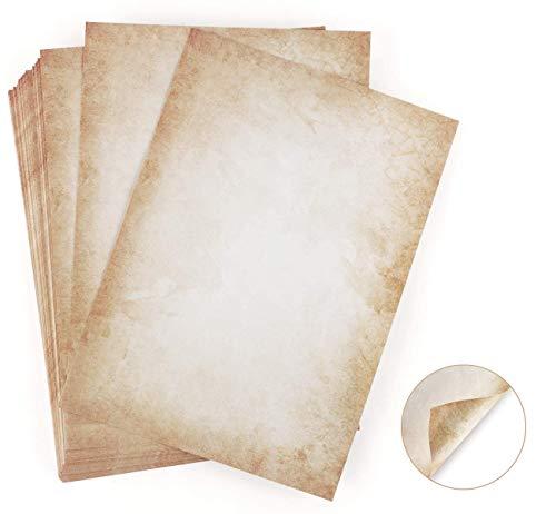Absofine - 100 fogli di carta da lettere effetto antico, DIN A4, 120 g/m², stampa offset fai da te