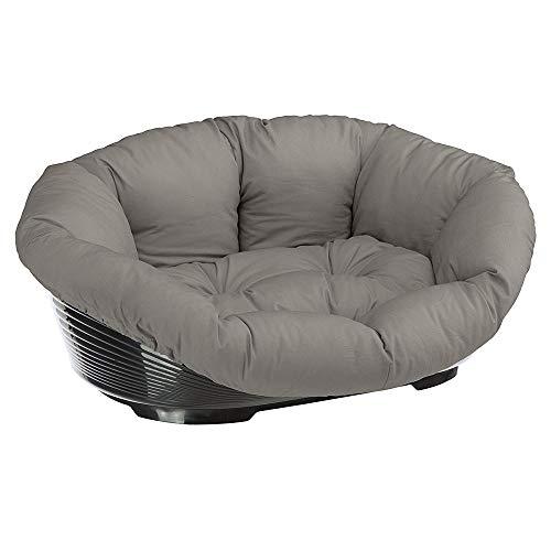 Ferplast Cuccia Cane e Gatto con Cuscino SOFA' 4 in Cotone Lavabile, Lettino per Cani GattiCesta in Plastica, Fondo Forato e Poggiamento, Antiscivolo, 64 x 48 x h 25 cm, Tortora