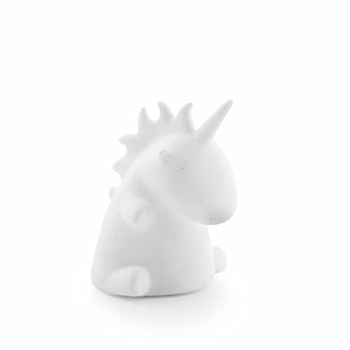 InnovaGoods - Lampada LED Unicorno Multicolor, Sicura per Bambini, Ideale come Luce Antibui Notturna, Non si Surriscalda, RGB LED, Bianco, Gomma, Unitalla