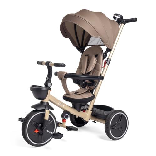 Chicco Gioco Triciclo 4in1, Triciclo evolutivo dai 6 mesi fino ai 4 anni, segue la crescita del bambino, Capote rimovibile, ruote in gomma EVA, maniglia telescopica, facile da piegare, pedali liberi