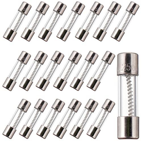 BOJACK T3.15AL250V 5x20mm 3.15A 250V Fusibili vetro soffiato lento 3.15 Ampere 250 Volt 0,2 x 0,78 pollici Fusibile di ritardo del tubo di vetro (confezione da 20 pezzi)