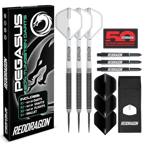 PEGASUS Freccette Steel Tungsteno 25g con Alette Freccetta Bianco, Gambi Freccette Bianco