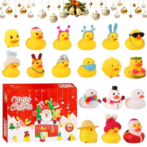 KOMEIYL Calendario Dell'avvento Paperella di Gomma 2025, Giocattoli Calendario Dell'avvento Anatra, 24 Giorni Piccola Anatra Gialla Calendario Conto Alla Rovescia Natale, Essere Regalato Amici