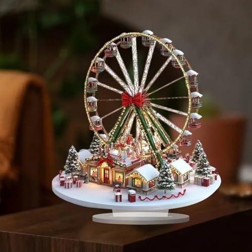 Decorazione da scrivania in acrilico con ruota panoramica natalizia, adatta per la decorazione della casa in soggiorno o ufficio. Idea regalo per Halloween, Natale, compleanno, anniversario, San