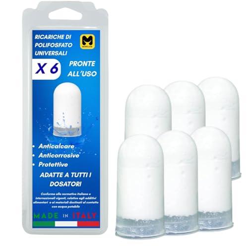 Polifosfati Caldaia Made in Italy – 6 Cartucce Ricarica Universali per Filtri Anticalcare Anticorrosione | Pastiglie Polifosfato per Trattamento e Depurazione Acqua Domestica