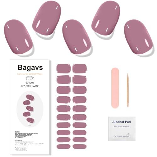 Bagavs Unghie Gel Adesive UV 20 PCS - Prugna | Strisce Semiindurite Autoadesive per Manicure Casa