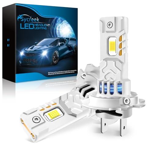 Sycreek Doppio Radiatore in Rame H7 LED, LED H7 33000LM 6500K 800% Luce Bianca Forte, Kit di Conversione per Alogeni, Lampade Fari per Auto o Moto 12V-18V, 2 Lampadine