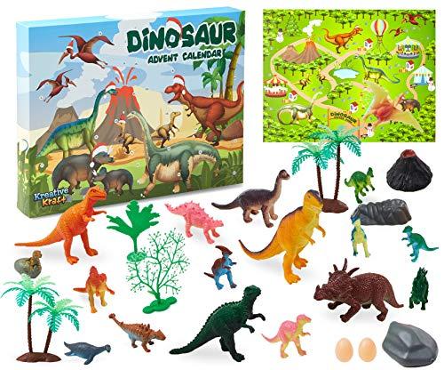 KreativeKraft Calendario Avvento 2025 Bambini 24 Piccoli Giocattoli Countdown Natale Calendari Avvento Animali Zoo o Dinosauri Idee Regalo (Multicolore Dinosaurs)