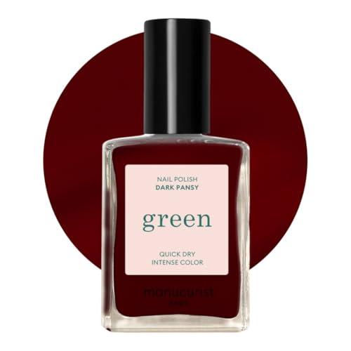 MANUCURIST • Green Smalto Unghie Rosso Bordeaux • Smalto classico 9-Free • Vegano e di Origine Biologica (67%) • Manicure professionale • 15ml (DARK PANSY)