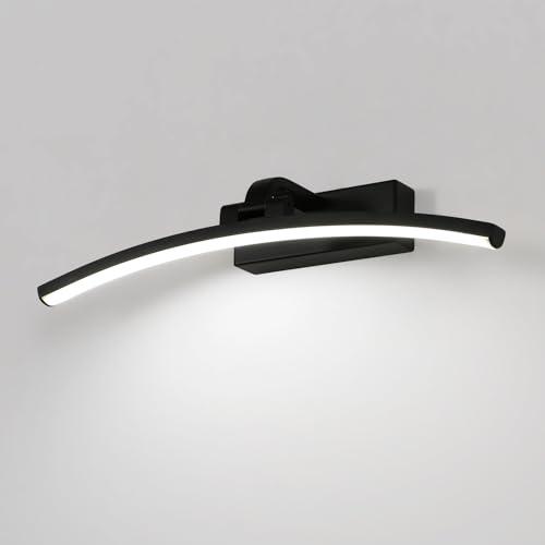 DELIPOP Luce Specchio Bagno Led 40cm Girevole di 180°, 8W Impermeabile IP44 Lampada da Specchio Bagno, Luce per Trucco o Illuminazione Armadio Faretto Moderno, Bianco Freddo 6500K, Nero
