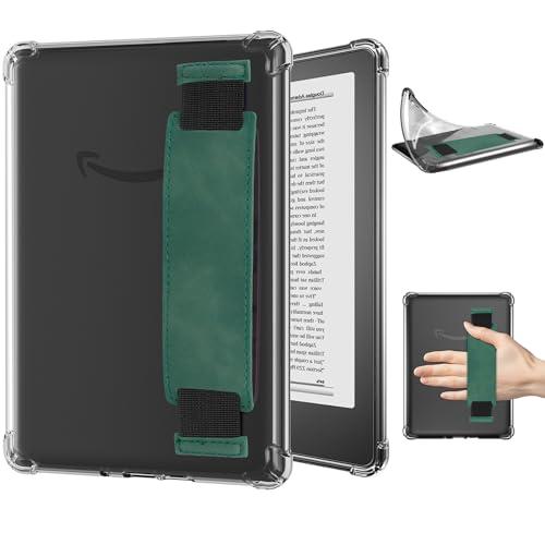 LKV Custodia Clear Kindle Paperwhite|, da 6.8 Pollici 2021 di 11a Generazione e Custodia Ultra Morbida,Flessibile e Trasparente in Tpu Copertura Posteriore Rinforzata Angoli con Cinturino da Polso