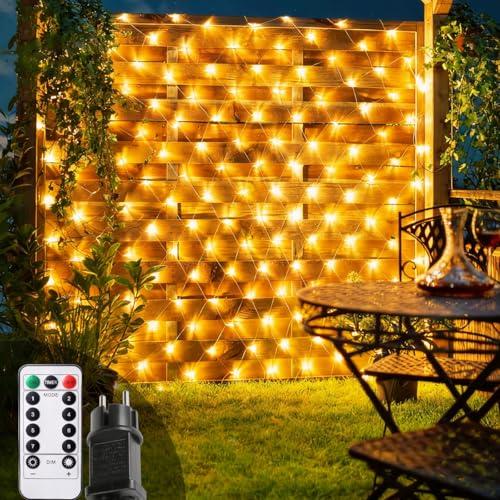 Rete Luminosa Esterno, 208LED 3*2M Rete Luminosa Natale Collegabile, Timer & IP65 Impermeabile Luci Natale Esterno con Spina, 8 Modalità Tenda Luminosa, Luci di Natale a Rete da Interno, Feste