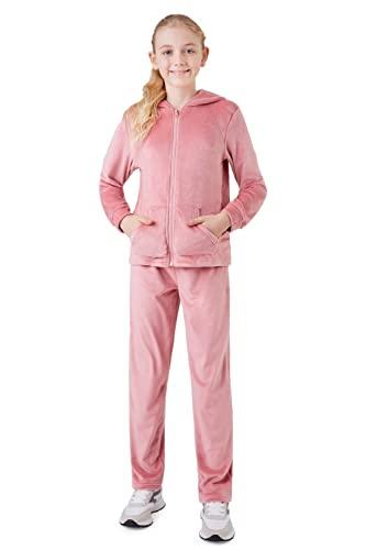 CityComfort Tuta Bambina Ragazza Velluto 5-14 Anni (Rosa, 9-10 Anni)