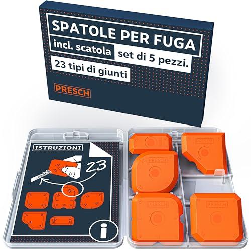Presch Spatole per silicone Set 5 pz. - Giunti perfetti grazie a bordi molto dritti - Manopole speciali per un facile sollevamento - Ideale per sigillanti come acrilico e silicone - Con scatola