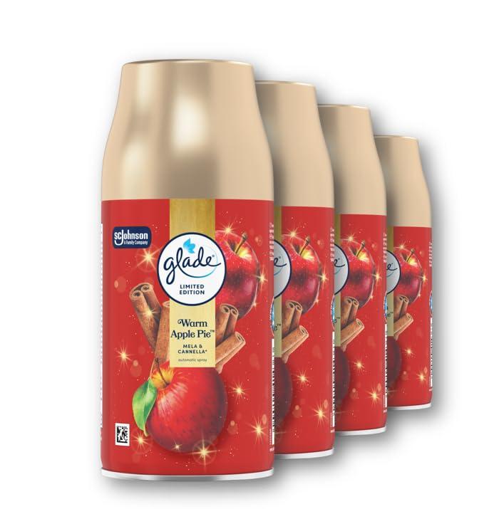 Glade Automatic Spray Ricarica, Profumatore per Ambienti, Edizione Limitata, fragranza Warm Apple Pie, Confezione da 4 ricariche