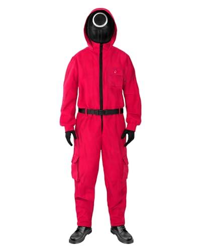 Funidelia | Costume Squid Game e Maschera con circolo Official Netflix per donna e uomo Squid Game - Costume per Adulto e accessori per Feste, Carnevale e Halloween - Rosso