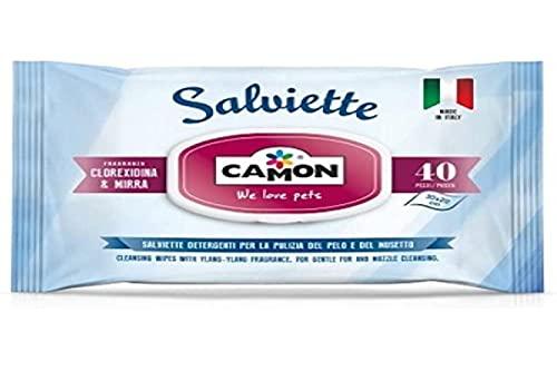 CAMON | Salviette Detergenti per Cani e Gatti, 30x20 cm, Confezione da 40 Pezzi, Fragranza Mirra, Senza Alcool etilico né Parabeni, Made in Italy