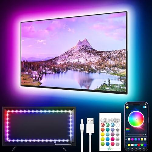 GIPOYENT TV LED Lights, 13.1Ft LED Lights for 40-65 Inch, TV Behind with Bluetooth Function - RGB Color Changing Light Strip for Home Theater(13.1ft)