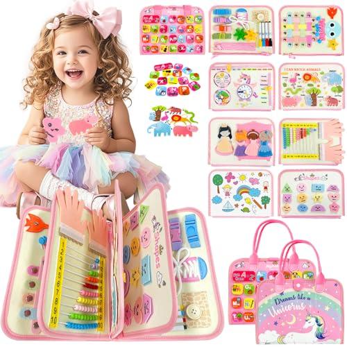 Sumtoco Busy Board, Giochi Montessori 1 Anno, Giochi Bambini 2 Anni, Libro Montessori Interattivo, Regalo Bambina 1 2 3 4 5 Anni, Montessori 2 Anni, Libri Bambini 1, Quiet Book, Regalo di Compleanno