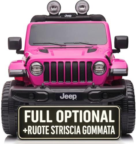 Macchina Elettrica Per Bambini Jeep Wrangler Rubicon Full Optional Auto Elettrica Per Bambini Telecomandata 2 posti Sedile In Pelle Porte Apribili Doppio Motore Elettrico 12V TOYSCAR rosa