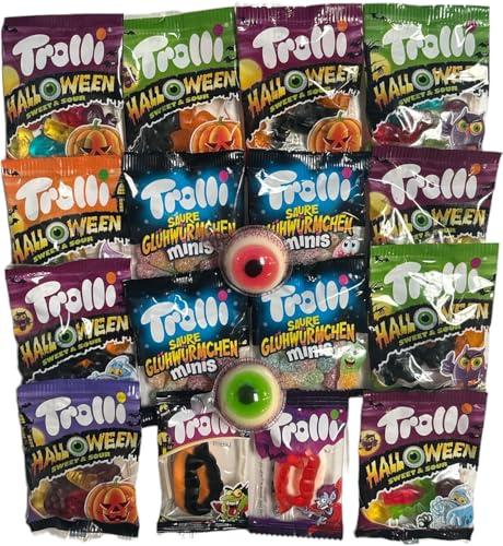 Trolli Halloween Multipack, 18 Mini Bustine, Caramelle Gommose, 4 varietà - ideali per Halloween Decorazioni, 350g