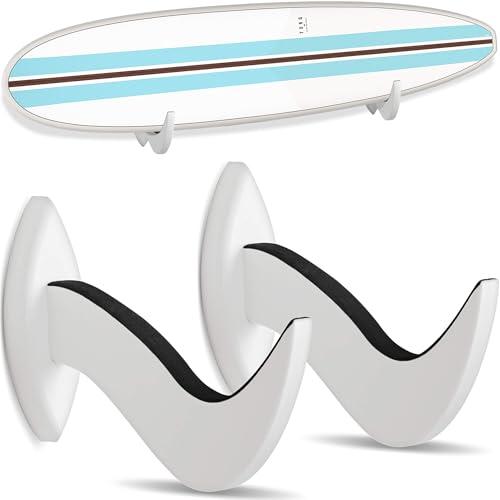 Hang 11 Supporto da parete per tavola da surf, bellissimo supporto per tavola da surf in legno sostenibile, perfetto per esporre la tavola, supporto orizzontale per tavola da surf (bianco)