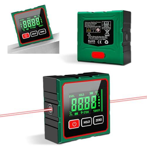 Diseleri Livella Digitale, Goniometro Digitale con Laser, Elettronico Angle Finder 4x90° con LCD, 4 Lati Magnetici per Ricarica Inclinometro Livella Impermeabile, Ideale per Falegnami