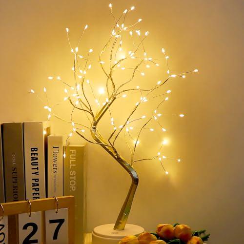 AGOTD Albero luminoso a LED, 108 luci, albero luminoso a LED, bianco caldo, rami regolabili, USB/alimentazione a batteria, albero luminoso illuminato, decorazione per interni