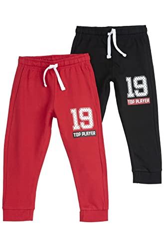 Chicco Set Pantaloni Lunghi in Felpa, Pantaloni Sportivi Bambini e Ragazzi, Rosso, 7 Anni