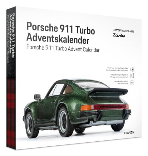 FRANZIS 67233 - Calendario dell'Avvento Porsche 911 Turbo, modello in scala 1:43, con modulo audio e libro di accompagnamento a 52 pagine