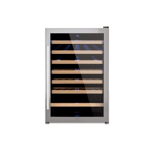 LES PETITS CHAMPS Cantinetta per vino CAVC48, 48 bottiglie, 128L, 6 ripiani in legno, temperatura regolabile da 4 a 18°C, raffreddamento termodinamico, design elegante, luce LED, vetro anti-UV