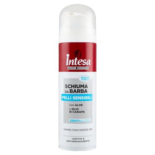 INTESA POUR HOMME | Schiuma da Barba, Pelli Sensibili, con Aloe e Olio di Canapa, 300 ml